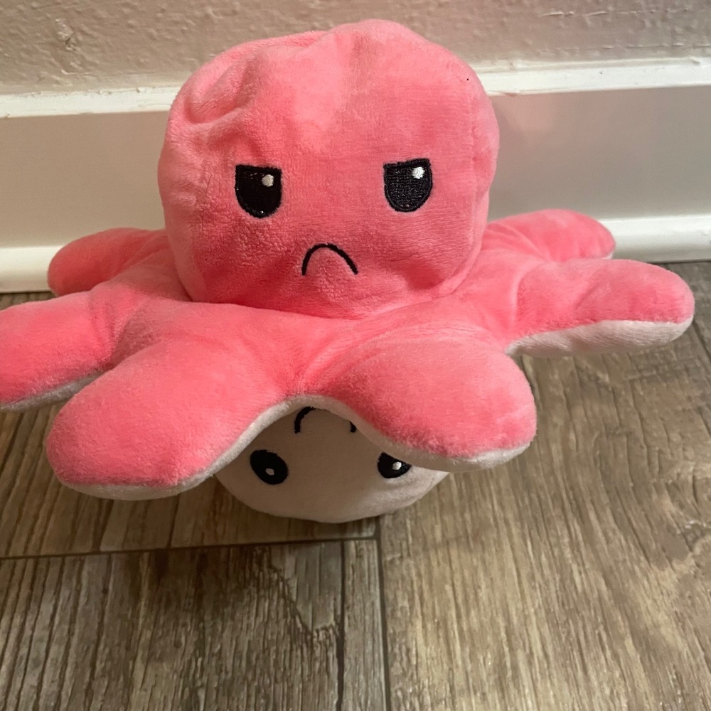Reversible Octopus Plushie Pink Mood Flip Stuffed Animal Sensory Toy 4.5 inch - Picture 2 of 5